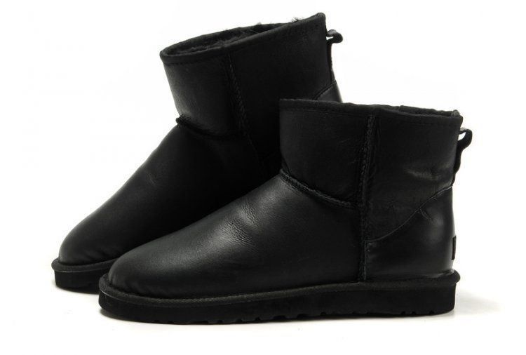 Уггі жіночі шкіряні UGG Mini Leather Black 1016558 фото