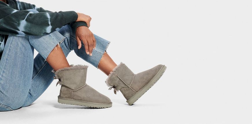 Уггі міні UGG Mini Classic 2 Bailey Bow Grey 1016501-GRY фото