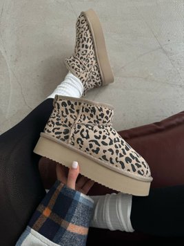 Жіночі Угі на платформі UGG Mini Platform Beige Leopard 1051-LEOB фото