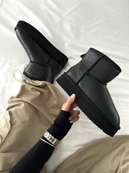 Жіночі Угі UGG Mini Platform Black Leather  0741-BLK фото