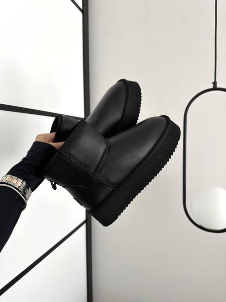 Жіночі Угі UGG Mini Platform Black Leather  0741-BLK фото