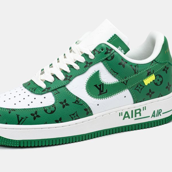 Кросівки louis vuitton nike air force 1 low by virgil abloh white green LU4154-W фото