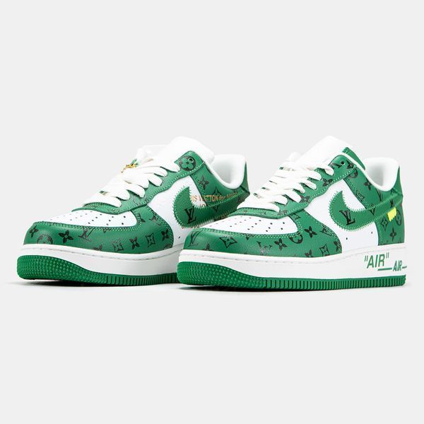 Кросівки louis vuitton nike air force 1 low by virgil abloh white green LU4154-W фото