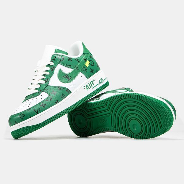 Кросівки louis vuitton nike air force 1 low by virgil abloh white green LU4154-W фото