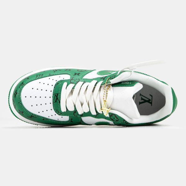 Кросівки louis vuitton nike air force 1 low by virgil abloh white green LU4154-W фото