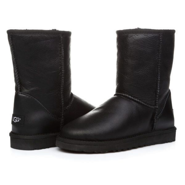 Чоловічі Уггі Високі UGG Short Classic Leather Black 5800L фото