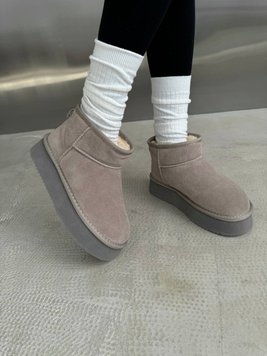 Жіночі Угі UGG Ultra Mini Platform Beige/Grey Suede 0759-BG фото