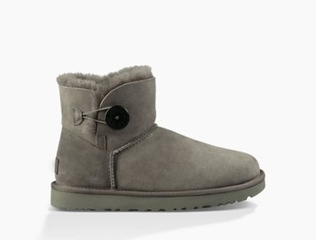 Угги женские UGG Mini Bailey Button Classic ll Серые 1016422-GRY фото