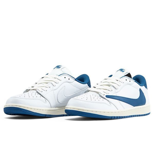 Кросівки Nike Jordan 1 Retro Low OG SP x Fragment Design x Travis Scott Sail Military Blue DM7866-104 фото