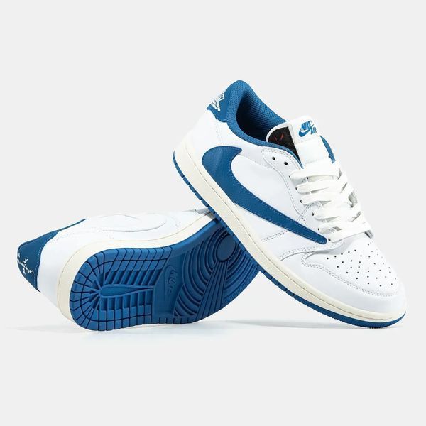 Кросівки Nike Jordan 1 Retro Low OG SP x Fragment Design x Travis Scott Sail Military Blue DM7866-104 фото