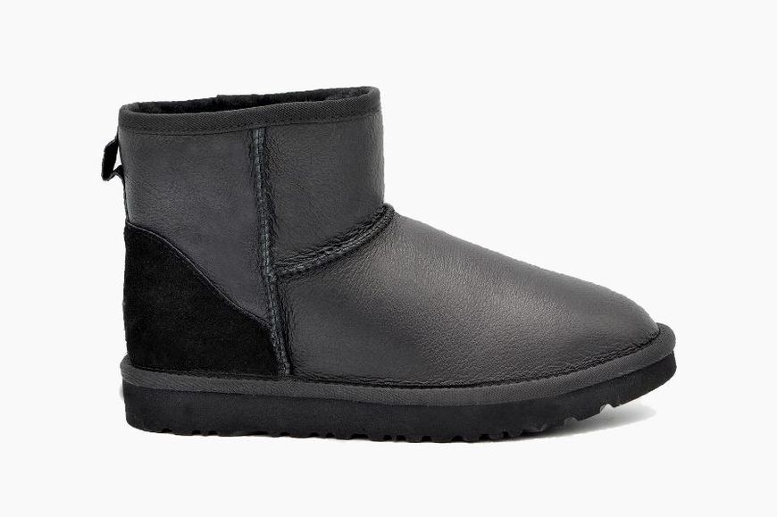 Уггі жіночі шкіряні UGG Mini Leather Metallic Black 1016558M фото