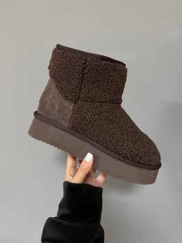 Жіночі Угі UGG Mini Platform Teddy Dark Chocolate 1065-CHO фото