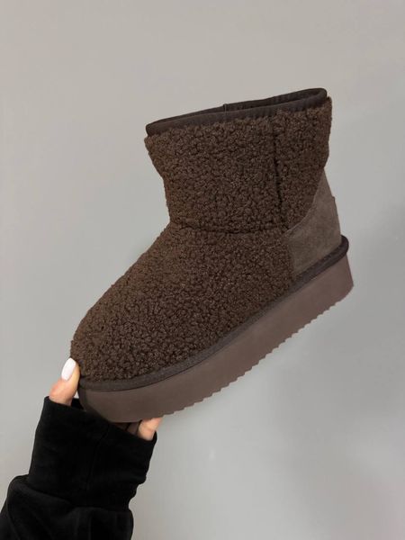 Жіночі Угі UGG Mini Platform Teddy Dark Chocolate 1065-CHO фото