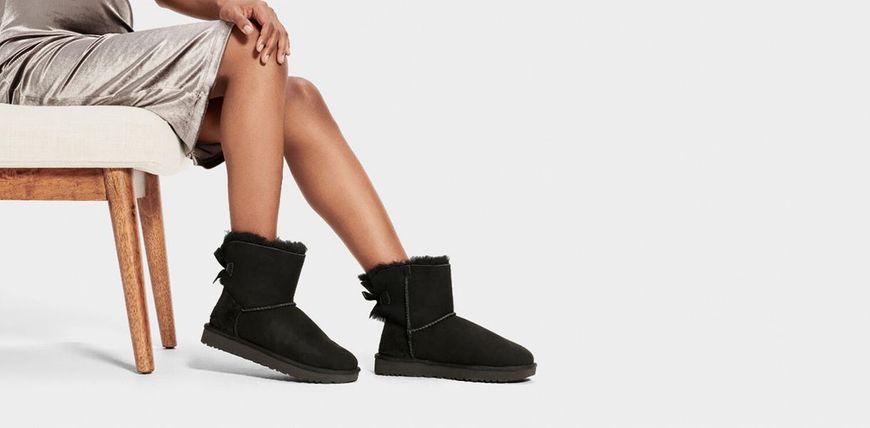 Угги мини UGG Mini Classic 2 Bailey Bow Black 1016501-BLK фото